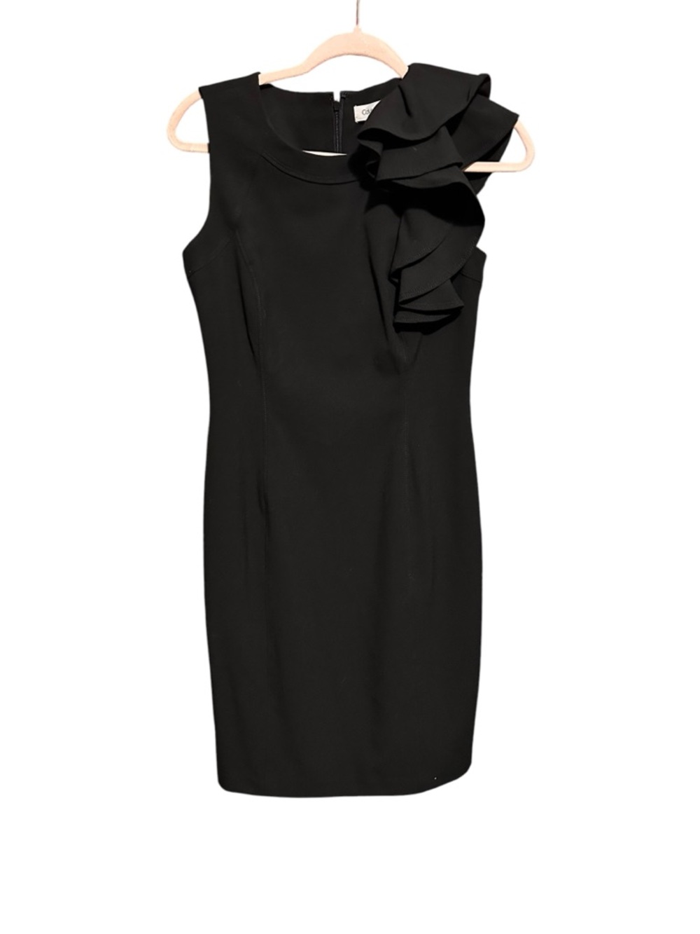 Calvin Klein Black One-Shoulder Ruffle Mini Dress - Picture 2 of 8